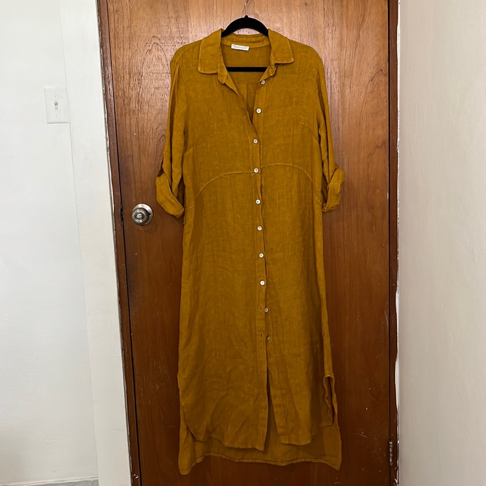 Linen button up dress